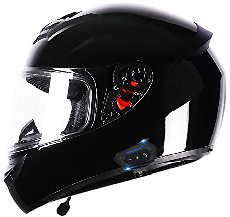 YLXD Bluetooth Klapphelme Motorrad,Integralhelm Motorradhelm Integriertes Modularer Motorradhelm,ECE Zertifiziert Mit Anti-Fog-Doppelscheib mit Mikrofon Q,L
