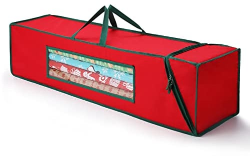 MaidMAX Geschenkpapier Aufbewahrung, Weihnachten Organizer Passend für 106cm Lange Rollen, Weihnachtsverpackung, Aufbewahrungstasche mit Komfortgriffen für den Transport von Geschenkpapier