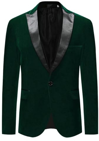 Allthemen Mens 1 Button Suits Blazer Slim Fit Velvet Suit Tuxedo | Mens Single Breasted Vintage Elegance Suit Jacket Lightweight Comfortable Smart Casual Blazer for Wedding Dinner