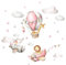 Little Deco Wandsticker Kinderzimmer Mädchen Tiere Flugzeuge I Rosa - 131 x 60 cm (BxH) I Wandtattoo Löwe Elefant Wandaufkleber Kinder Ballon Wolken DL246-5-L