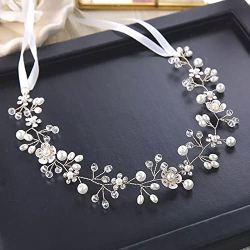 Haarreif Blumenmädchen, Hainue Haarreifen Mädchen Perlen, Blumenmädchen Haarreif Hochzeit, Braut Haarschmuck Blumen, Blumenmädchen Haarschmuck, Haarreif Hochzeit Braut, für Frauen und Mädchen
