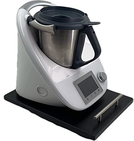 Tabla Deslizante, Base con ruedas, Plataforma compatible con THERMOMIX TM31, TM5, TM6. Protege la balanza de su máquina. Medidas 30x40 cms Mod pequeña negra
