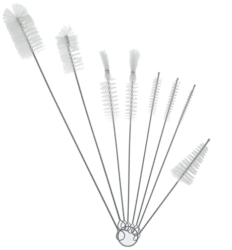 ZHIYE 8 pcs Pipe Cleaning Brushes Set, Pipe Tube Brush, Long Nylon Drinking Straws Cleaner Brush for Baby Bottles Straws Keyboards, Funnel Teapot Nozzle Cleaner