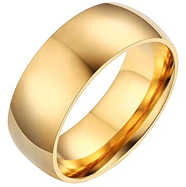 Homxi Edelstahlringe Damen,Poliert Rund 8MM Ringe für Damen Gold Damenring Größe 65 (20.7)