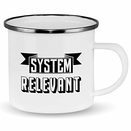 wowshirt Emallie Tasse Systemrelevant Geschenk für Kollege Kollegin Arbeit Büro Chef, Farbe:White Metal
