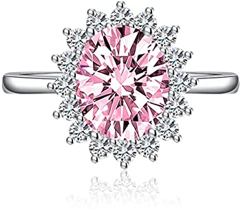 Wycian Ring Schmuck Pink, Verlobungsringe Damen Blütenform Memoire Ringe zum Jahrestag für Liebhaber