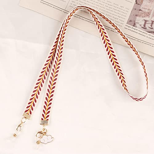 Glasses Chains Lanyards Fashion Leaf Stripe Color Fabric Sunglasses Holder Lanyard Retro Checker Pattern Glasses Chain Neck Strap For Women 4