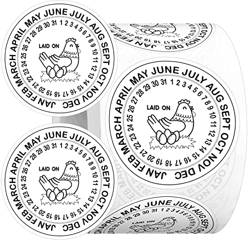 Ctosree 500 Stück Eier auf Datum gelegte Aufkleber 5,1 cm Bauernhof frisches Ei runde Aufkleber Eier Huhn Karton Etiketten für Bauernmarkt Verpackung Bauernhof frische Produkte Kennzeichnung