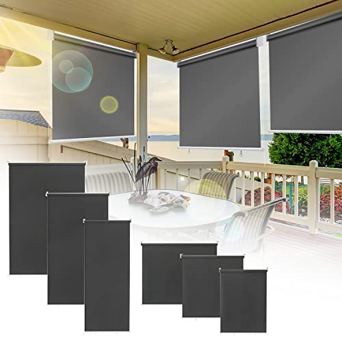 2 x Ikodm Store extérieur Vertical 180 x 240 cm Protection Solaire, Brise-Vue, Imperméable, pour terrasse, Balcon, Gris