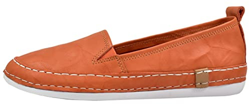 Andrea Conti Damen Slipper Leder bequem sportlicher Look Stretcheinsatz 0024819, Größe:40 EU, Farbe:Orange