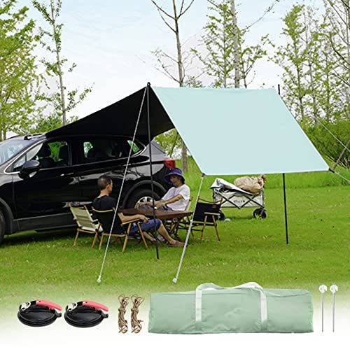 Car Side Awning,Camping Car Rear Tent,2*4.4m Campervan Awning To 5-8 Person Capacity,Car Awning Sun Shelter-Universal,With Storage Pouch&Suction Cup,Anti Uv Sun Shelter For Camping Road Trip