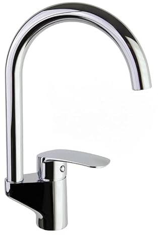 Ramon Soler - Grifo de Cocina Monomando Cromado, Ahorro de Agua S3, Apertura en Frío, Diseño Moderno, Serie New Fly, Ideal para Fregadero, Alta Durabilidad y Eficiencia