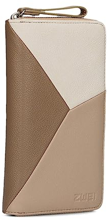 Zwei Damen Geldbörse JANA J2 Wallet 20 x 11 cm hochwertiges Kunstleder im Tricolor-Design, Portemonnaie mit 12 Kartenfächern, Münzfach, Sichtfach für Ausweise, mit umlaufenden Reißverschluss (Hazel)