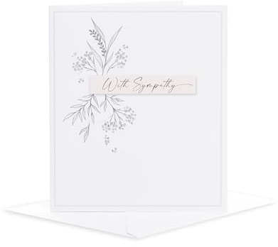 UK Greetings | Sympathy Card | Floral Outline Design | With Envelope | Condolences/Bereavement | Greeting Card | Her/Him | 143 x 165 mm