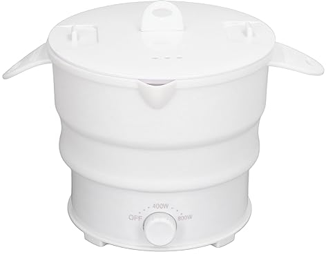 Qcwwy Fornello Elettrico Pieghevole, Pentola Elettrica Pieghevole da Viaggio Base in Acciaio Inossidabile per Porridge per Il Campeggio (Spina UE 220V)