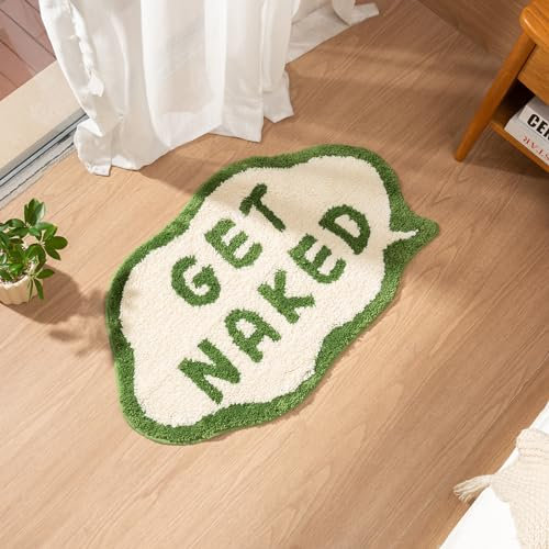 FPYWO Get Naked Rug Green - Lustige Badematte für Badezimmer, Badezimmer-Dekor, Niedliche Badematten für Badewanne, Rutschfeste Mikrofaser, Saugfähig, 85,1 x 50,8 cm