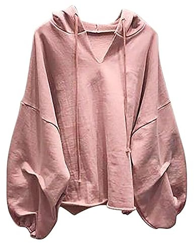 AMhomely Damen-Hoodie, Boyfriend-Passform, Sweatshirt, Kordelzug, lässiger Pullover, Top, langärmelig, einfarbig, Basic-Tunika, Oversized-Oberteil, Bluse, lockere Passform, Rundhalsausschnitt, 01