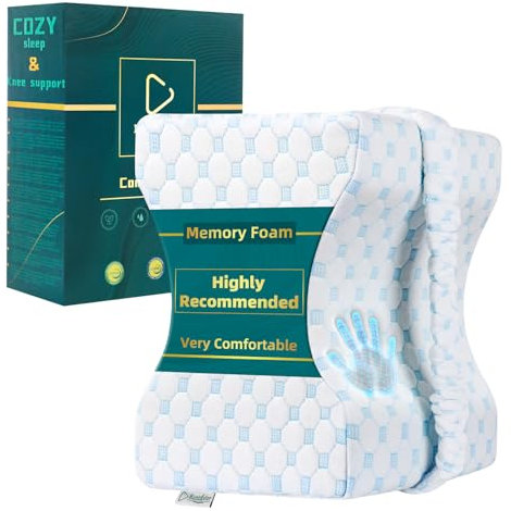 Ecosafeter Ergonomic Knee Pillow Premium Memory Foam Leg Pillow for Sleeping on side Relieve Lower Leg,Knee Pain,Hip Pain,Sciatica And Pregnancy Discomfort With Washable Cover