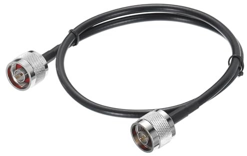 sourcing map 1Pcs 2FT Coaxial Cables 240 Type N Male to N Male Low Loss Coaxial Cable Extension Jumper Cable for Cell Phone Signal Booster,Amplifier,Antennas,SWR Met Black Black