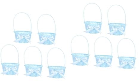 HOMSFOU 10 Stk Korb Aus Rattan Partygeschenkboxen Taufkorb Auto-mülleimer Süßigkeiten Zum Babygeburtstag Aufbewahrungskorb Für Süßigkeiten Esser Eierkorb Bambus Kleiner Mülleimer Mini
