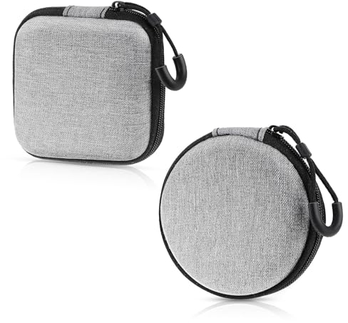 2 Stück Mini Kopfhörer Kabeltasche Aufbewahrungstasche Klein Kopfhörer Tasche Festplatten Hülle Reiseelektronik Schutz Kopfhörer Tasche USB Ladekabel SD Karte (Rund + Quadratisch)