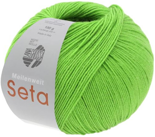 LANA GROSSA Meilenweit Seta | Sockengarn mit Seidenanteil, waschmaschinenfest | Handstrickgarn 55% Schurwolle (Merino), Polyamid, & Seide | 100g Wolle zum Stricken & Häkeln | 400m Garn FB42