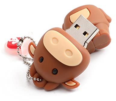 Clé USB 32 Go PVC USB 2.0 Bœuf Mignon Plug and Play | Marron, Design Adorable, Mémoire Portable Légère, Usage Quotidien, Format Compact, Interface Standard
