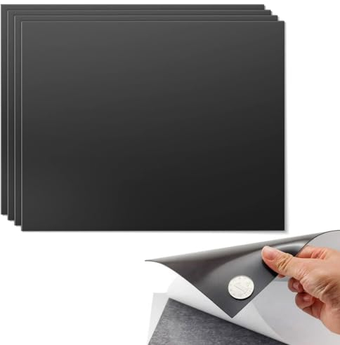 AKJAXQU 4 Stück Magnetfolie A4, Magnet Matte Magnetpapier A4, flexibel Folie zum Aufbewahren von Stanzformen, Basteln oder zum Herstellen Ihrer eigenen Kühlschrankmagnete, 0,4 mm Dicke