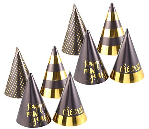 Vaguelly 16stücke Papier Partyhüte Kreative Kegelhüte Silvester-partyhüte Originelle Kappen Papierpartyhüte für Feste Neujahrsparty Zubehör mit Elastischem Band Sicherer Zufälliger Stil