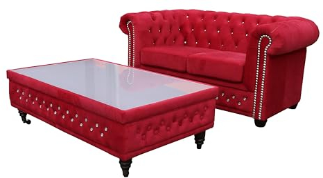 Vienna International Furniture Modell Chesterfield COUCHTISCH, KAFFEETISCH, BEISTELLTISCH IN Stoff Velvet (*) / MESSENEUHEIT !