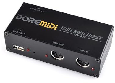 HUIOP High Speed USB MIDI Host Box 1-in 1-out 16 Channel MIDI Box Applicable to MIDI Keyboard Electric Blow Tube Electric Drum USB to MIDI Converter MIDI Interface