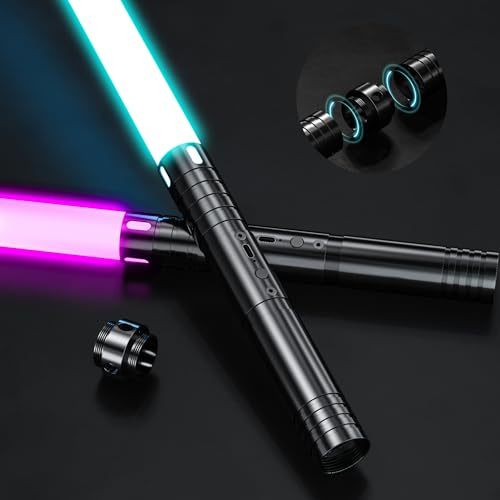 Lightsaber, Light Sabers with RGB 20 Colors, USB Rechargeable Lightsabers with FX Sound and Motion Sensors, Light Saber Sword Toy for Kids, Halloween Xmas Gift, Galaxy War Fighters Cosplay, 2Packs