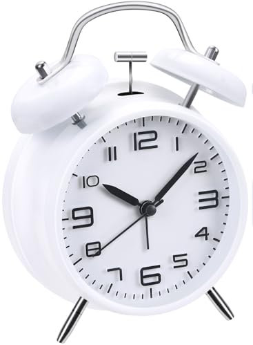 Azyh Lauter Wecker für Schwerschläfer mit Ohne Ticken, Doppelglockewecker, Batteriebetrieben, Metallwecker mit Nachtlicht für Schlafzimmer, Retro Analog Wecker für Jungen Kinder Erwachsene Senioren