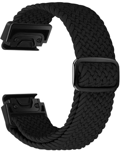 FAKBKE Braided Strap Compatible with Garmin Fenix 8 47mm/Garmin Fenix 7/7 Pro/Fenix 6/6 Pro/Fenix 5/5 Plus/EPIX 2, 22mm QuickFit Loop Wristband Soft Elastic Nylon Bracelet for Epix Pro 47mm