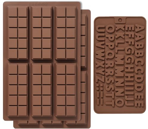 3 Pièces Moule Tablette Chocolat de 6 Cavités, 6 Cavités Antiadhésifs Moules à Chocolat Mini Moule Tablette Chocolat, pour Pieces en Chocolat Maison, Gaufres, Pralines, Bonbon, Décoration de Gateau