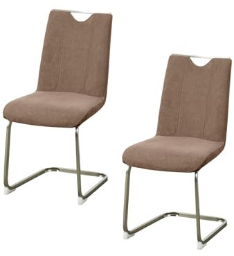 HTI living Schwingstuhl Taupe/Antikhellbraun 2er Set Emrys Esszimmerstuhl Küchenstuhl Besucherstuhl