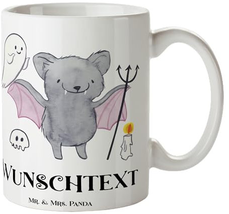 Mr. & Mrs. Panda Personalisierte Tasse Fledermaus Dracula - Personalisierte Geschenke, Dekoration, Deko, Halloween, Namenstasse, Tasse mit Namen,
