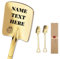 2 Pcs Personalised Ice Cream Spoons Custom Engraved with Your Own Design Name Text Logo Stainless Steel Coffee Dessert Spoons Includes Box for Family Friends Lovers (Gold)