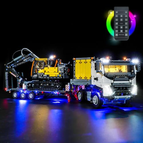 Kit d'éclairage à distance compatible avec Lego Volvo FMX Truck & EC230 Electric Excavator (pas de modèle), kit d'éclairage LED compatible avec camion Technic Volvo FMX avec pelleteuse électrique