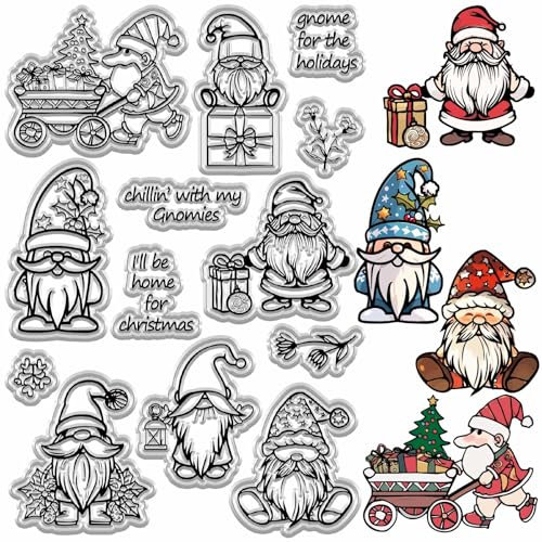 craspire Weihnachts Zwerg Stempel Aus Transparentem Gummi Zwerg Weihnachtsgeschenkbox Wiederverwendbar Transparenter Silikon Siegelstempel Für Wintergeschenke Dekoratives DIY Basteln Scrapbooking