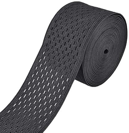 YJFY Gummiband Nähen Elastische Bänder zum Nähen Flache elastische Bänder Atmungsaktives Netz Verwendet für Bondage-Riemen, Röcke, Hosen, Hüftgürtel, etc. (Schwarz, 5 m Gummiband 5cm Breit)