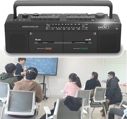 WhAeoy Reproductor de casetes con Doble Reproductor de Cintas, Radio FM/SW/WM, Radio Am/FM, repetidor de Cintas/USB/Tarjeta TF, grabación/transcripción con un Solo Clic,Black