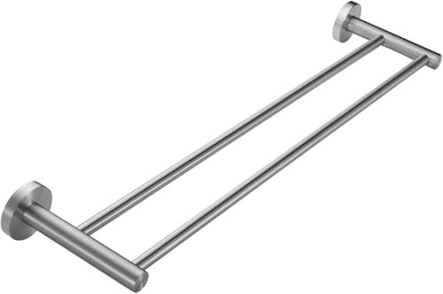 Sta Porte-serviettes mural en acier 100 cm Double barre porte-serviettes pour salle de bain et cuisine Finition brossée avec tailles optionnelles (30 cm 100 cm) Support de matériel de salle de bain
