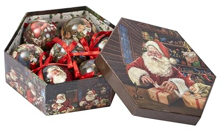 Smart Garden Vintage Christmas Baubles Pack - Santa's Workshop - 3 Assorted Designs - 7.5cm Luxury Baubles with Ribbon - Tree & Hanging Decorations