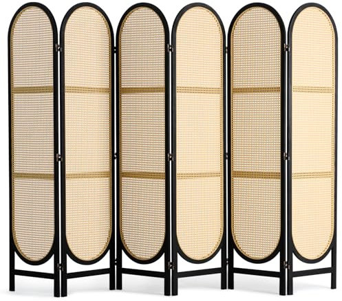 VEVOR Raumteiler mit 6 Paneelen handgewebter Sichtschutz aus Rattan, zusammenklappbare Raumtrenner mit Scharnieren, tragbare & freistehende Raumteiler zur Raumtrennung, Wohnzimmer, Schlafzimmer