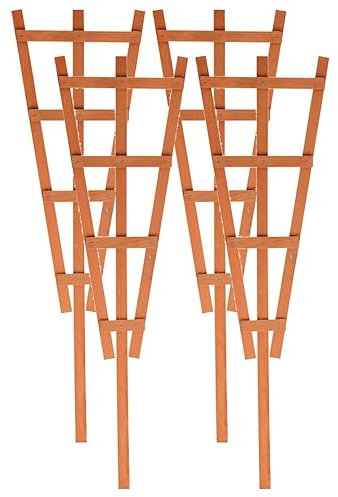 URBNLIVING 70cm Tall 4 Pcs Natural Wooden Potted Climbing Plants Trellis Expandable Plant Support Frame Indoor Outdoor Balcony Flowers Wall Decor for Patio Garden Decoration Stand