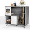 MAMIZO Katzenklo Schrank, Katzenschrank für Katzentoilette, 98x91x50CM, Katzentoilette Schrank mit Kratzbaum, Versteckt Katzenkloschrank mit Tür, Katzenhaus Katzenhöhle Tragfähigkeit 50 KG, Dunkelgrau