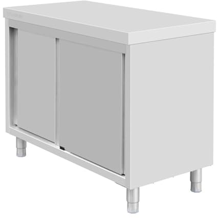 Vogue Standing Floor Cupboard Stainless Steel 900x1200x600mm | Optimises commercial kitchen storage; built for heavy-duty catering environments to securely organise ingredients.