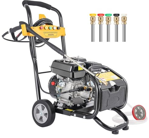 NIGORIY Petrol Pressure Washer 7.5hp 2465 PSI 3400RPM 9 LPM Flow 3.5L Fuel Tank 5 Nozzles
