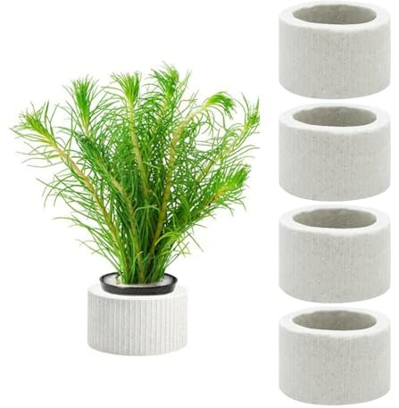 LuckyOpt 4Pcs Anti-Schwimmen Wasserpflanze Ringe, 3.5CM Keramik Wasserpflanzen festen Ring, Pflanze Ring für Pflanzen Fixierung Aquarium Fisch Tank Zubehör (4)